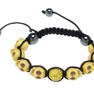 Handmade Howlite & Hematite Skull Bracelet – Adjustable